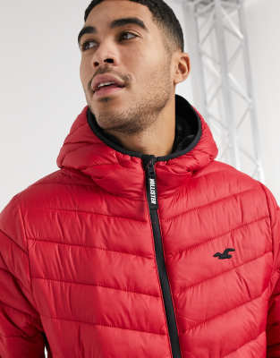 hollister red puffer jacket