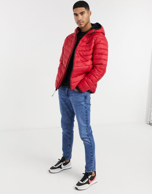 Hollister red on sale puffer jacket