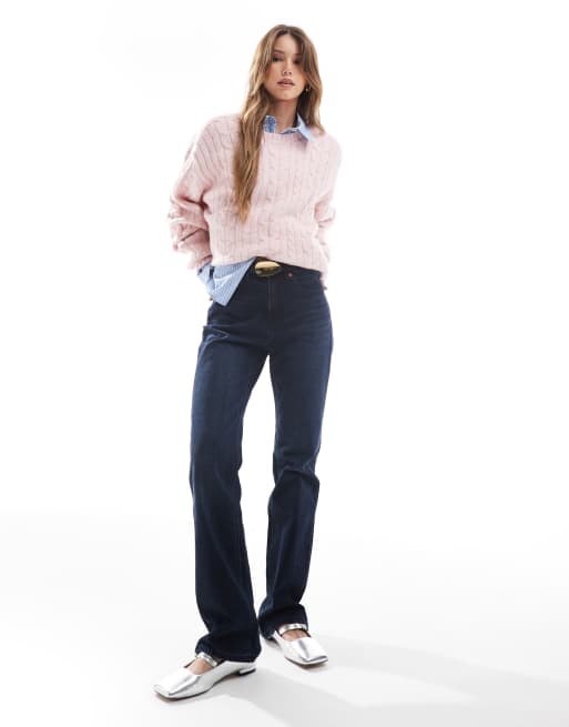 Hollister cozy oversized cable knitted sweater in pink