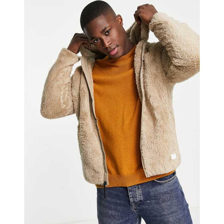 Hollister cozy sherpa logo hood jacket in brown