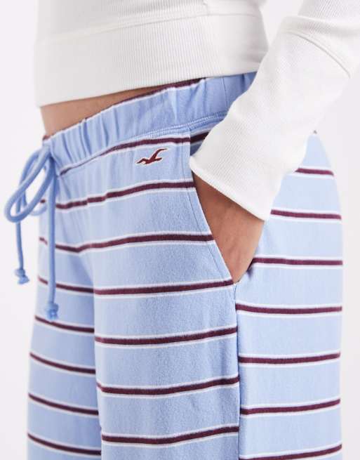 Hollister cozy wide leg pants in blue stripe, 4 of 5