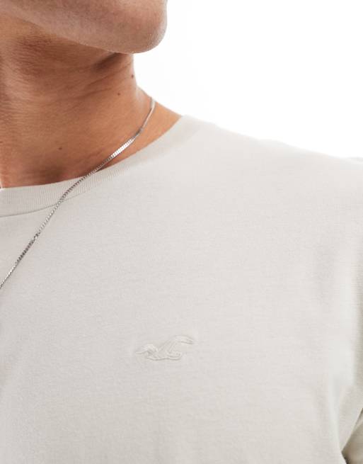Hollister - Cremefarvet T-shirt med ikonlogo, 3 af 4