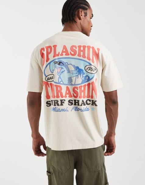 Hollister - Cremehvid T-shirt med grafisk print på ryggen - view 1