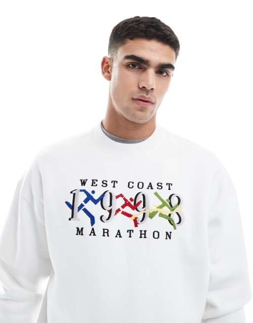 Hollister crew neck graphic sweatshirt top in white