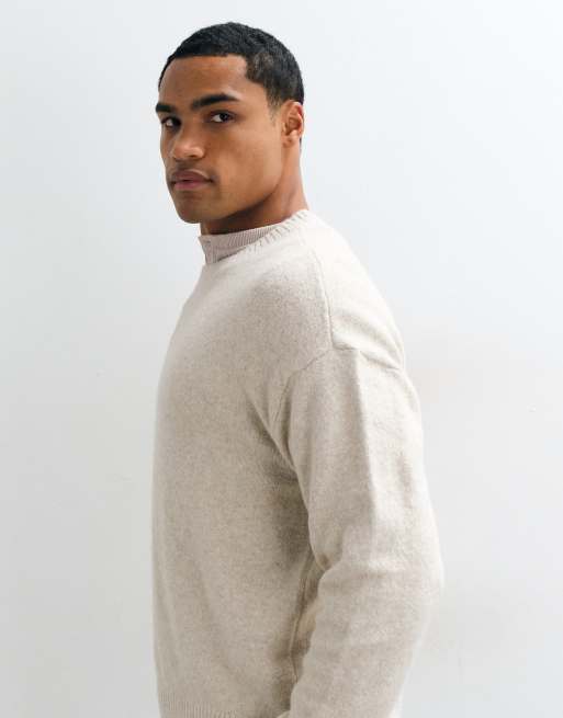 Hollister crew neck knitted jumper in cream, 4 of 5