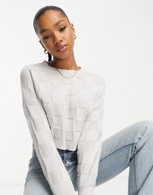 Hollister Cropped Knit Sweater In White for Women