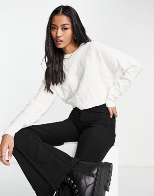 Hollister crew neck knitted jumper in white