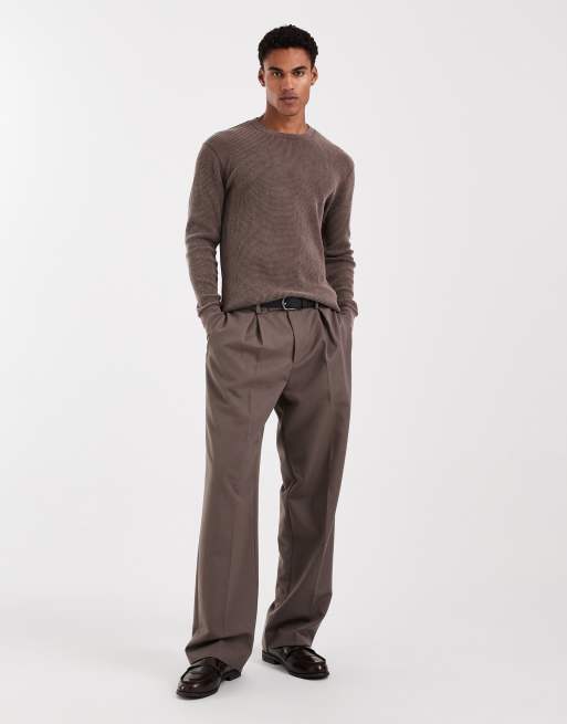 Hollister crew neck long sleeve thermal top in brown, 2 of 5