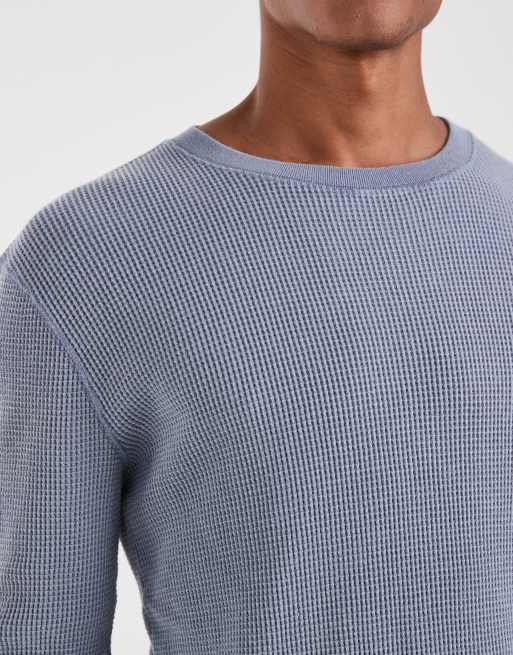 Hollister crew neck long sleeve thermal top in washed blue, 5 of 5