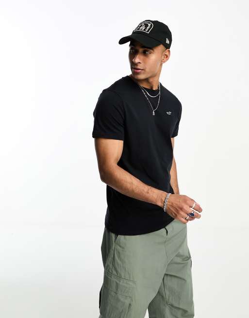 Hollister crew neck seagull logo t-shirt in black, 4 of 4