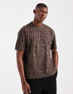 Hollister Crew Neck Short Sleeve Boxy T-shirt In Animal Print