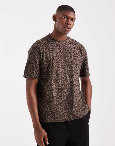 Hollister crew neck short sleeve boxy t-shirt in leopard print - view 1