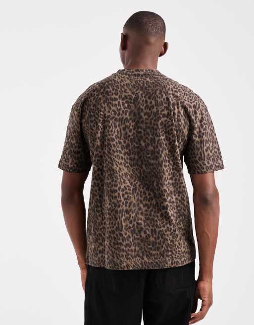Hollister crew neck short sleeve boxy T-shirt in leopard print, 3 of 5