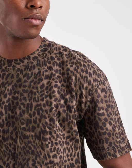 Hollister crew neck short sleeve boxy T-shirt in leopard print, 5 of 5