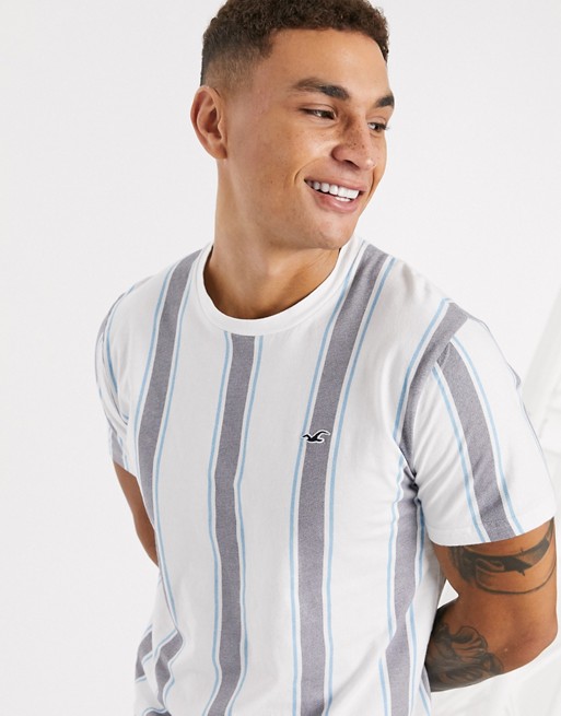 Hollister crew neck stripe t-shirt in white