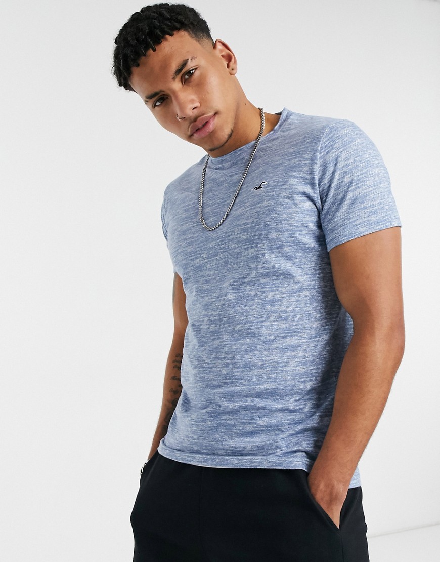 Hollister Crew Neck Waffle T-shirt In Blue-blues