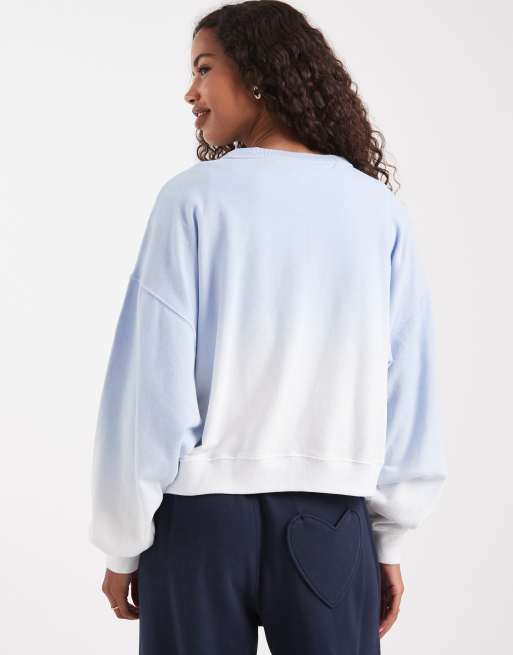 Hollister crewneck front graphic sweatshirt in blue ombre ASOS