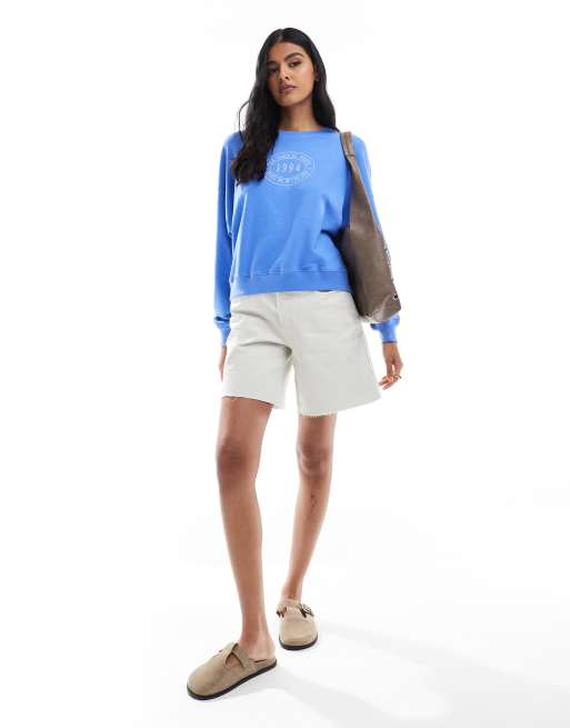Hollister crewneck terry graphic sweatshirt in ultramarine blue, 2 of 4