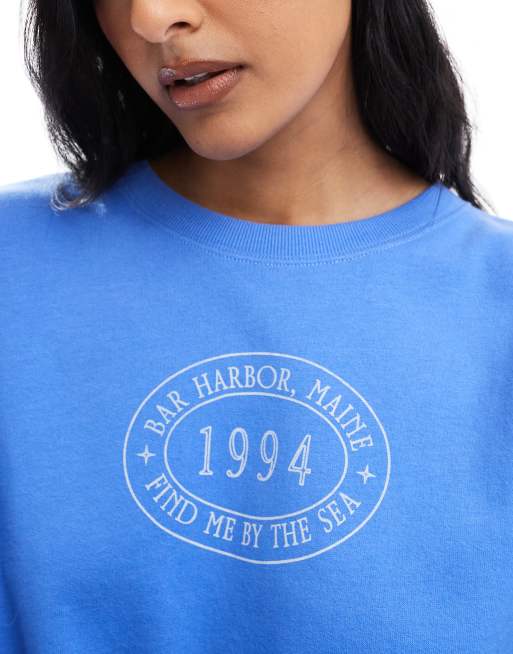 Hollister crewneck terry graphic sweatshirt in ultramarine blue, 3 of 4