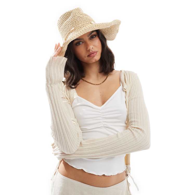 Hollister crochet cowgirl hat in tan ASOS