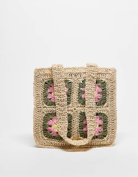Hollister crochet geo printed mini purse bag with straps in multi - view 1
