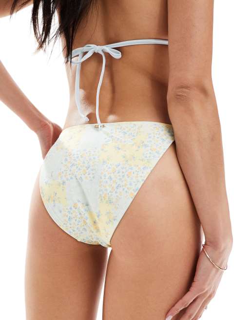 Hollister crochet mix high waist cheeky bottom co-ord in yellow floral