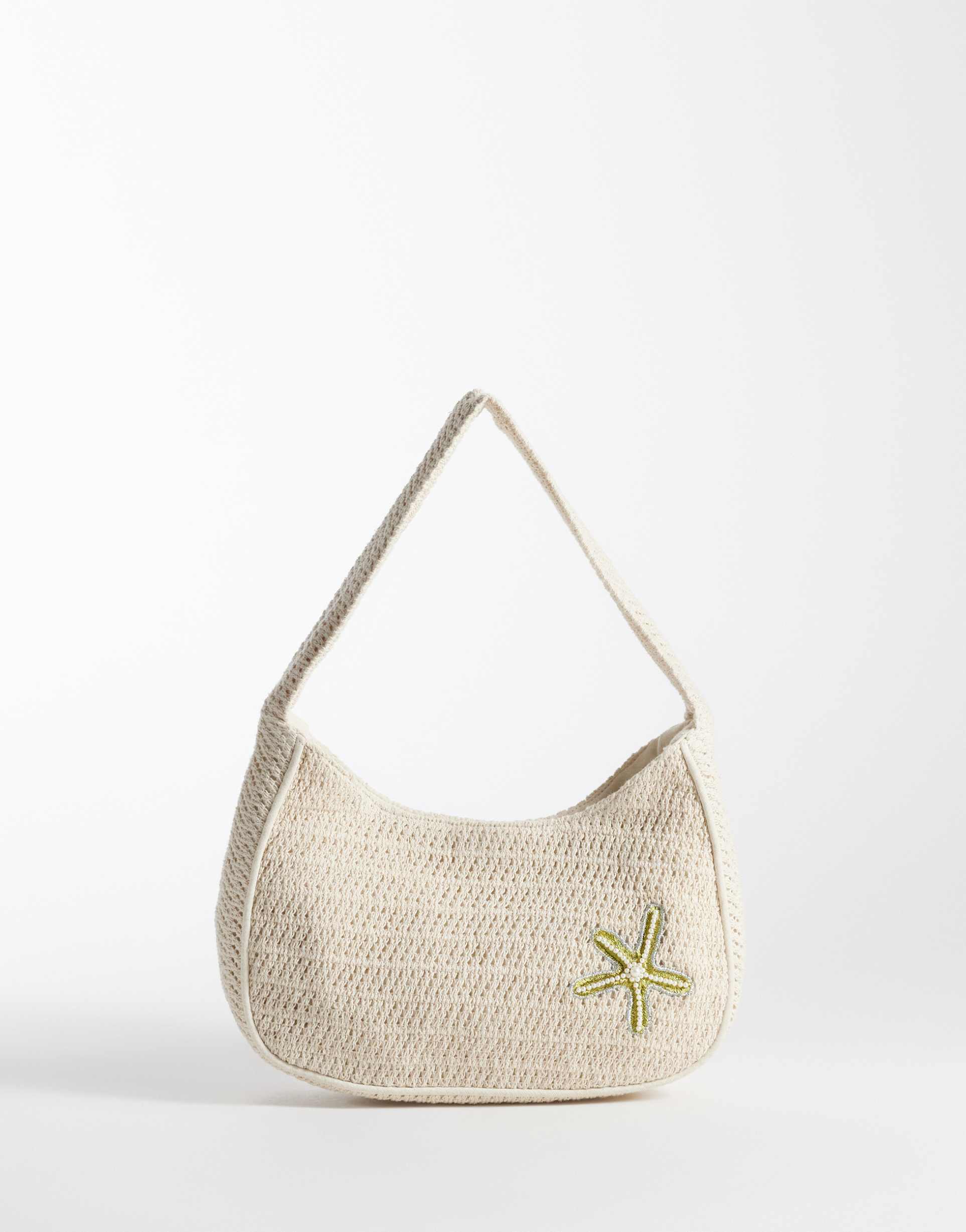 hollister crochet shoulder bag in ecru