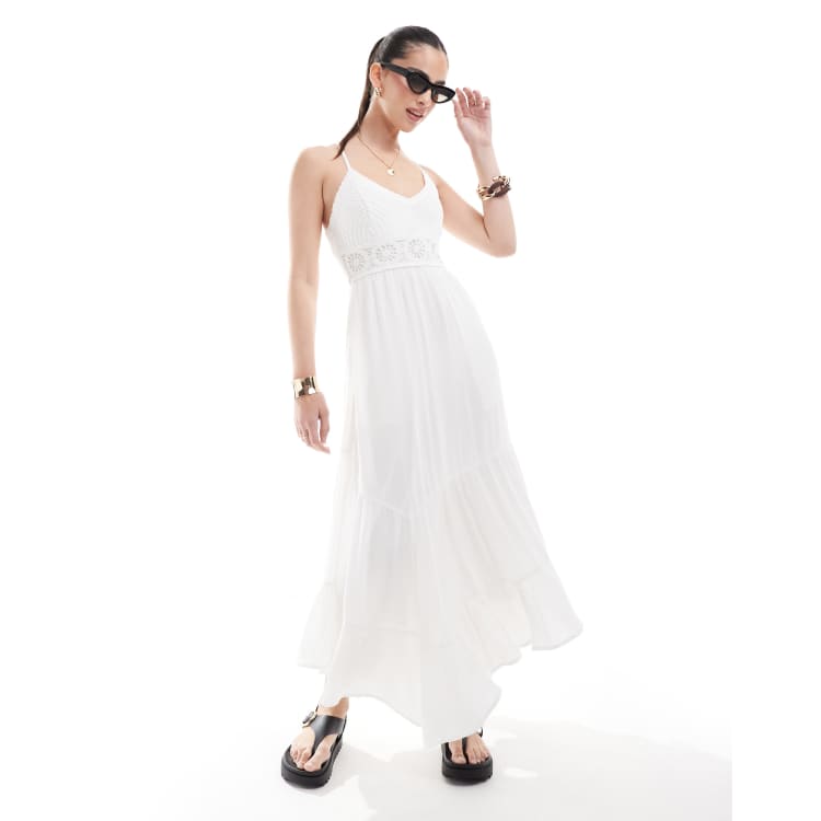 hollister crochet midi dress & woven mix maxi with handkerchief hem in white Color:Navy Multi LLLHOLIDAY22 Cream Wired Bandeau Drape Ideal for warm weather