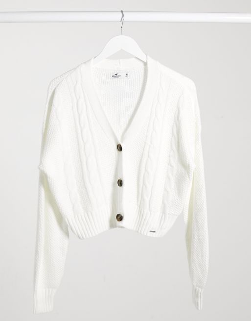 Hollister white cardigan best sale