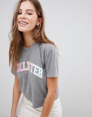 Hollister Cropped Baby Logo T-Shirt 