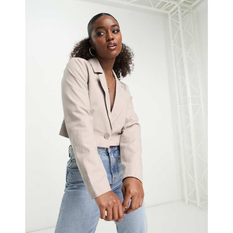 Hollister cropped blazer in brown