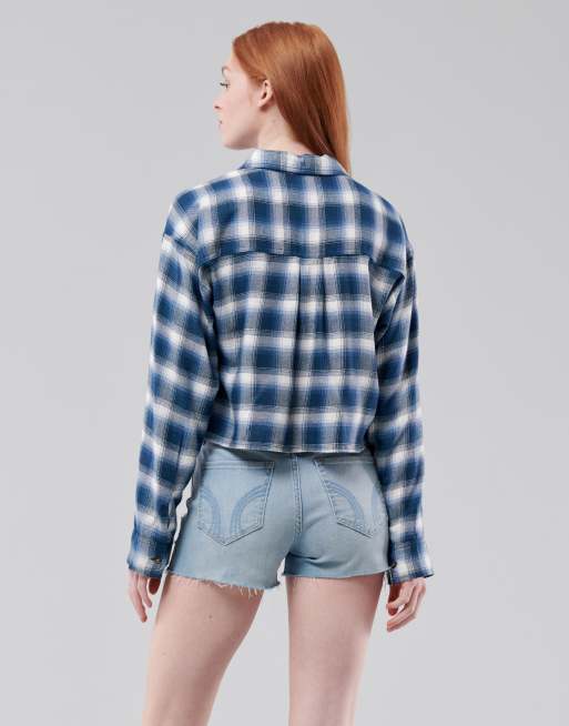 Womens Hollister Plaid Long Sleeve Top Size Small - Gem