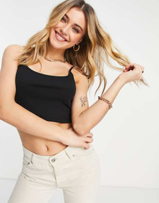 Hollister cropped cami top in black