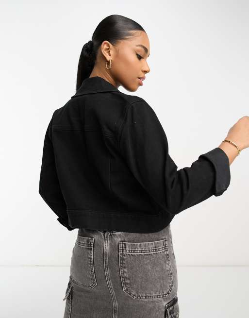 Black denim jacket womens hollister new arrivals