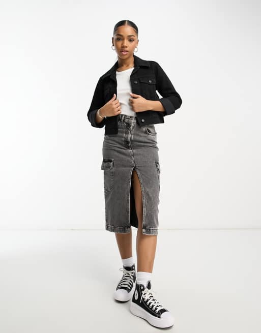 Black denim sales jacket womens hollister