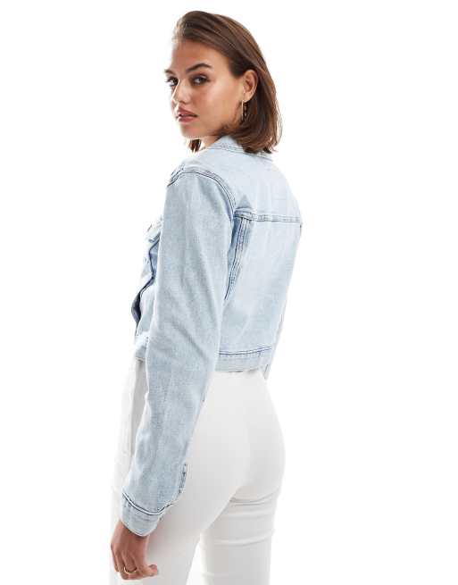 Cropped denim jacket hollister store
