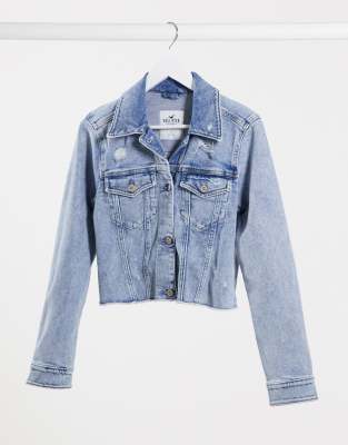 cropped denim jacket hollister