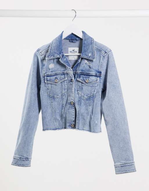 Hollister cropped denim jacket top