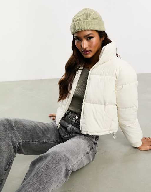 Hollister - Cropped gewatteerd jack in crème