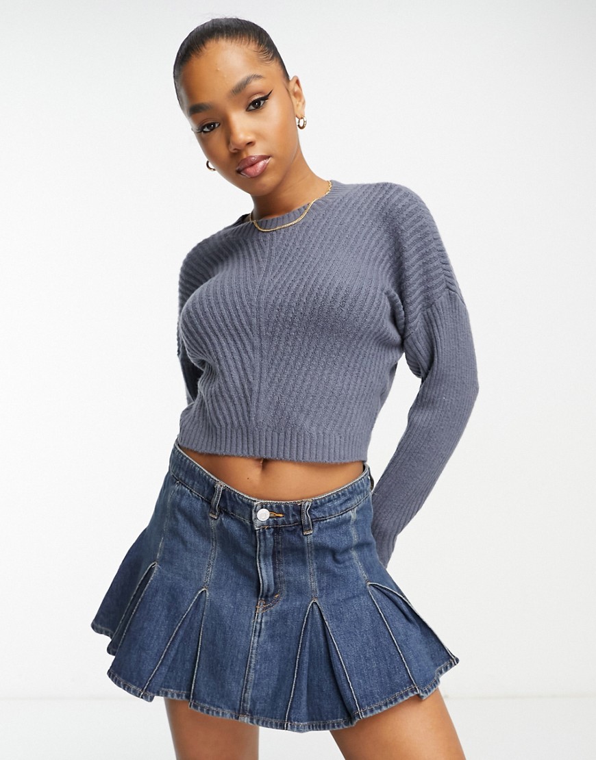 Hollister cropped knit jumper in navy