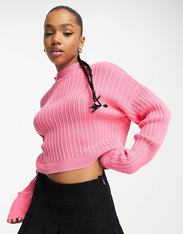 Hollister - cropped knit jumper in pink