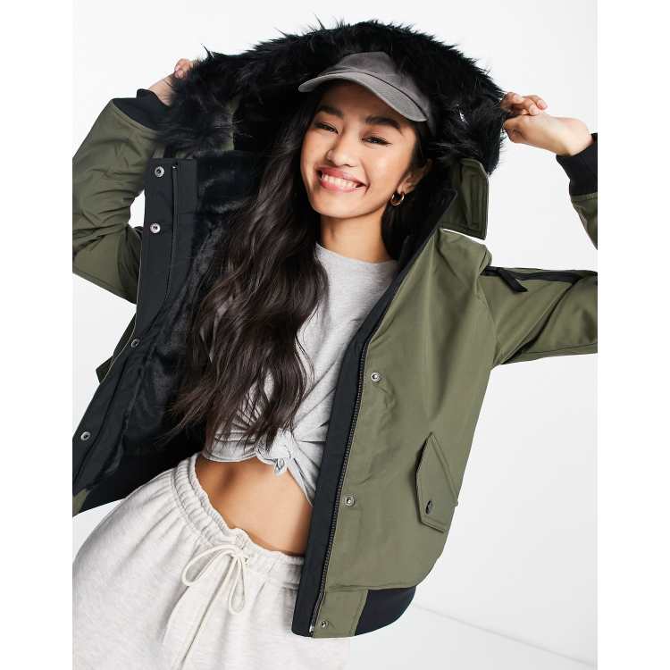Hollister jacket with fur hood deals