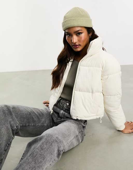 Hollister logo lightweight puffer jacket in white