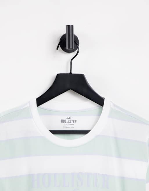 Hollister cropped striped t-shirt in green, 4 of 4