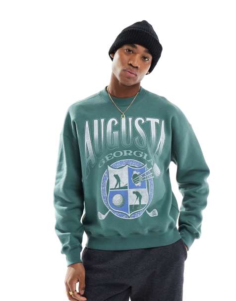 Hollister cropped sweat top with golf motif in green - view 1