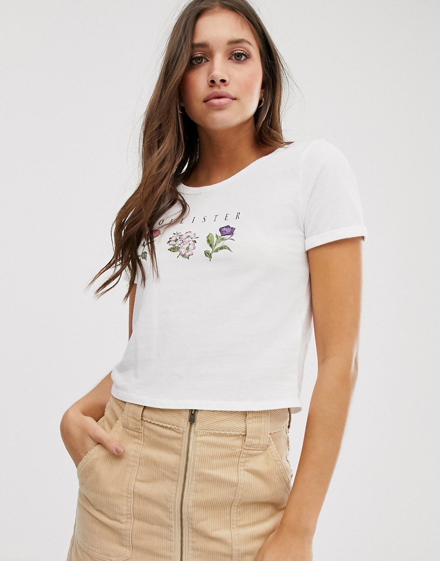 Hollister - Cropped T-shirt met contrasterende biezen-Wit