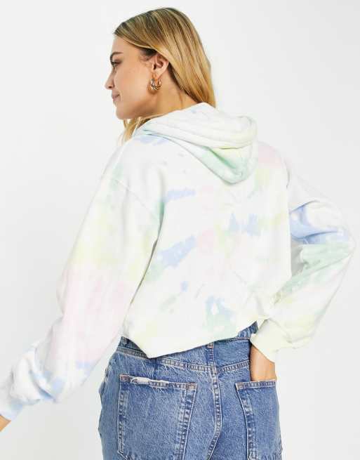 Hollister cropped tie dye hoodie in multi