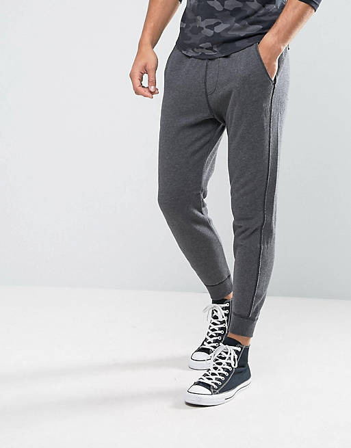 Hollister Cuffed Joggers Skinny Fit Icon Logo in Dark Grey | ASOS