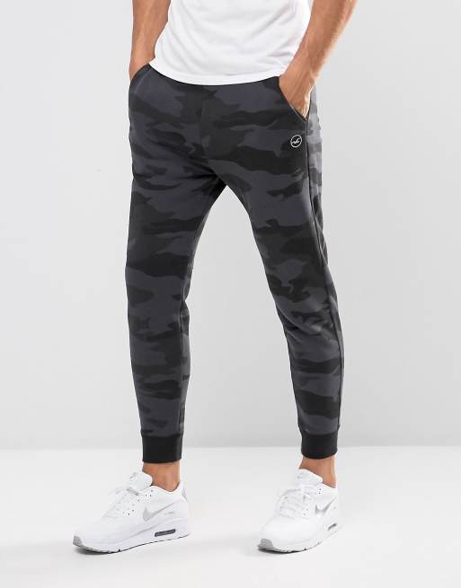 Hollister sport highlight logo cuffed sweat joggers in black