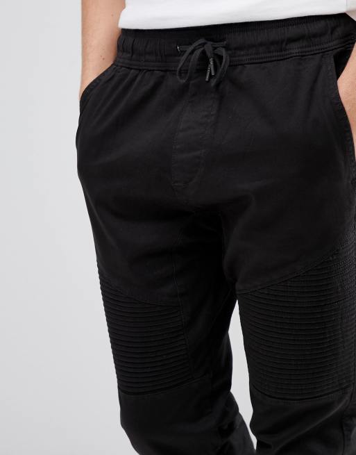 Black biker shop joggers mens